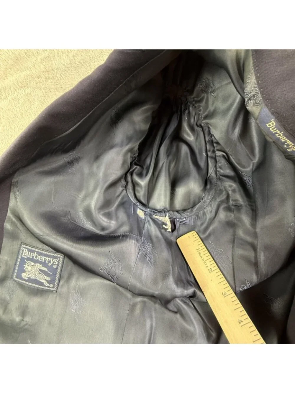 Vintage Burberrys Blazer Mens 40R Blue Wool Double Breasted Sport Coat Levy's